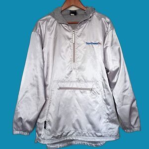 Southwest Airlines Metallic Silver Hoodie 1/4 Zip Pullover Jacket Women's XL